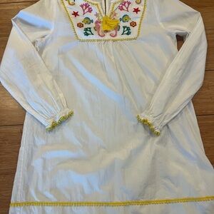 Mini Boden White Tunic with Colorful Embroidery